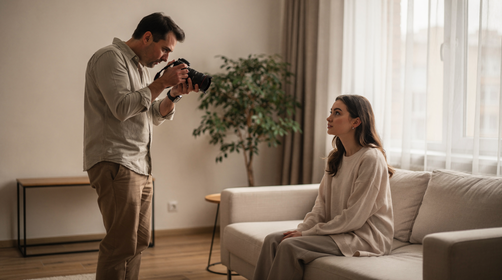 Портретная съемка в квартире: как фотограф работает со светом и пространством